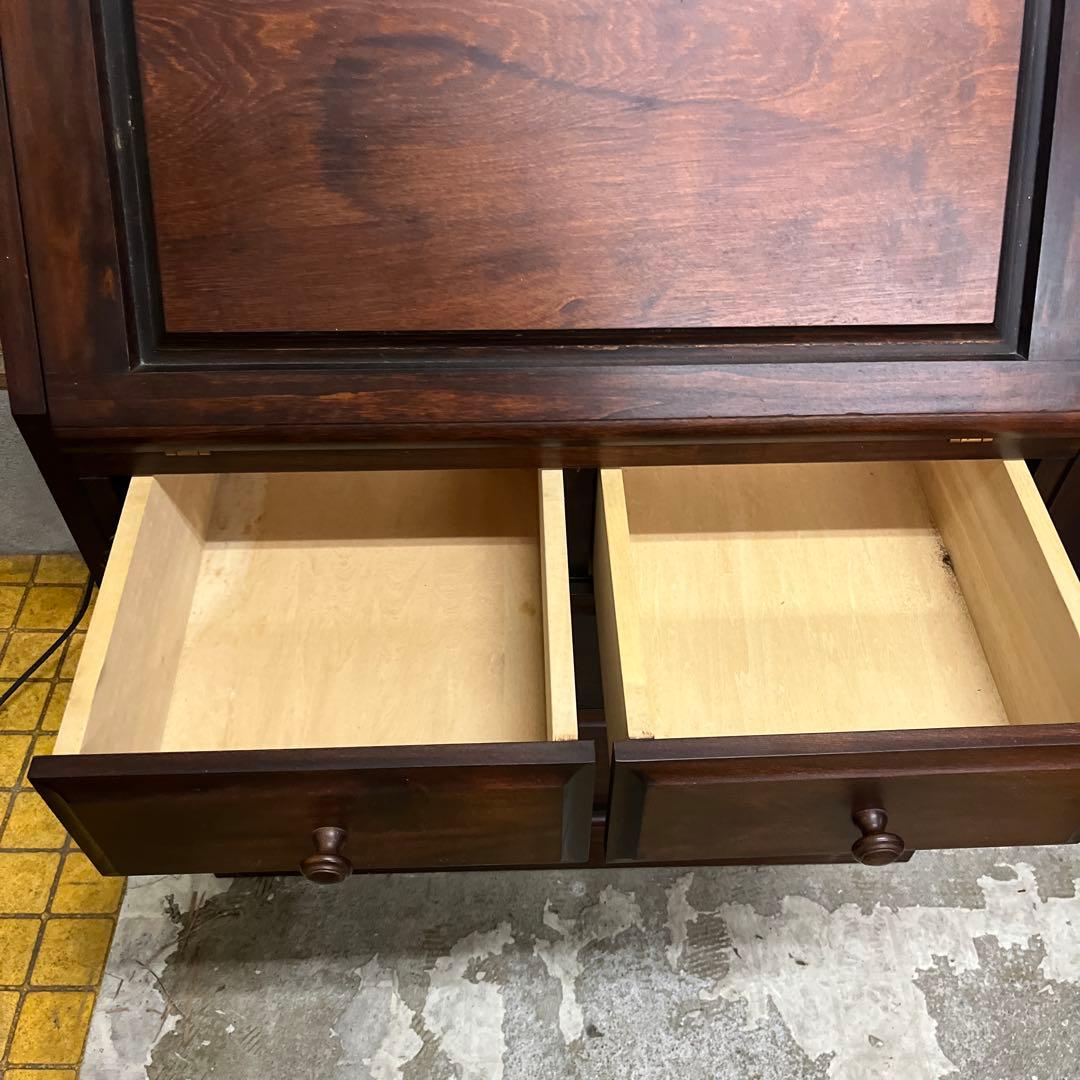 民藝家具 ライティングビューロー 木製 書き机 収納 ダークブラウン