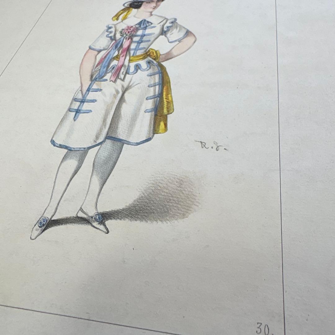 【希少】石版画 L'Art de la Mode 1877 女性衣装デザイン