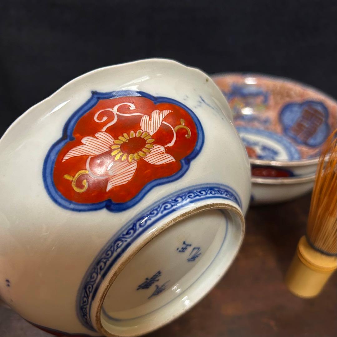 江戸期〜明治期の最上手の金蘭手古伊万里「華龍図皿三枚揃」本物保証