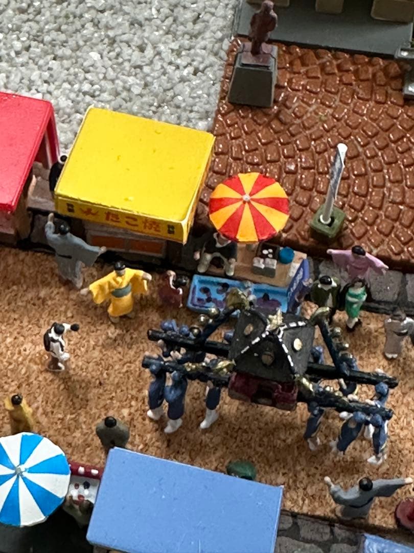 素人手作り手塗り神社夏祭り御神輿盆踊り露店ジオラマ