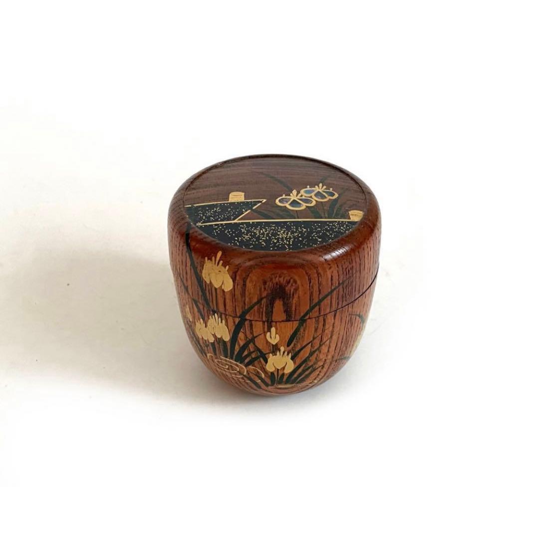 茶道具　筑紫筑良　欅摺漆八橋　大棗　棗　茶入　桔梗　螺鈿　蒔絵　共箱