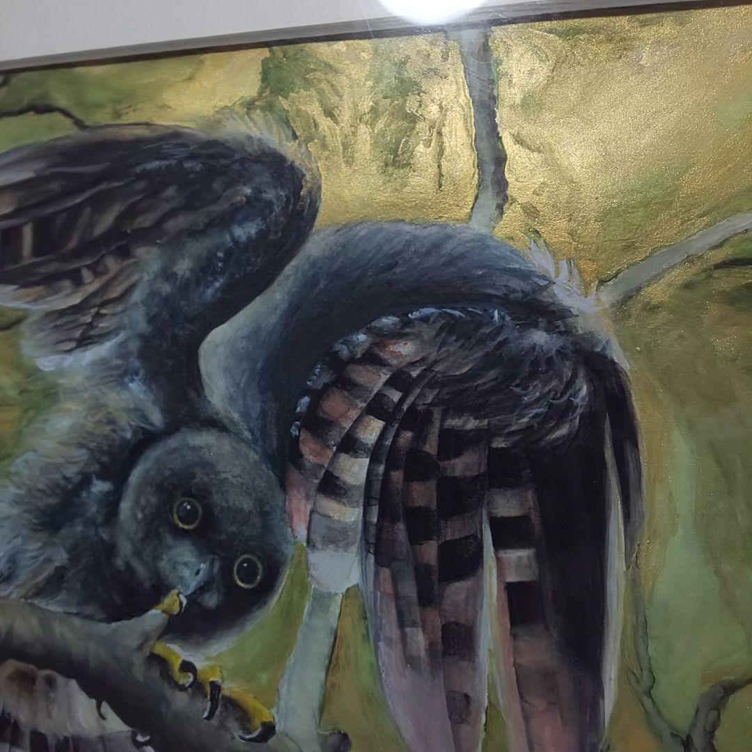 大幅値下げ手書き 水彩画 ハンドメイド 黄金ふくろう 梟