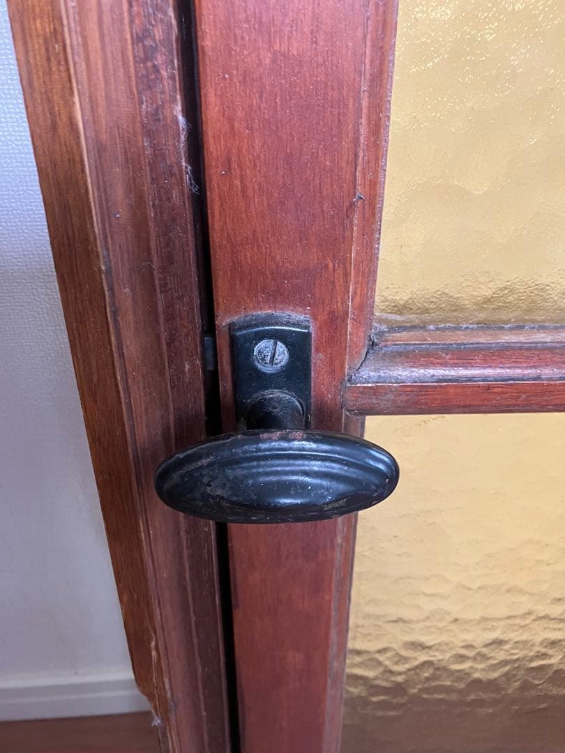 【antique】フランス ガラス窓 マスタードイエロー