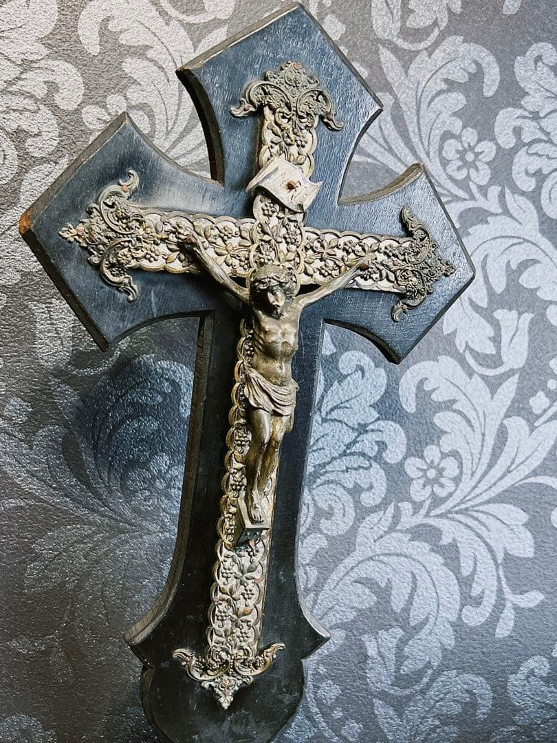フランス製アンティーク　ナポレオン三世　イエスキリスト　磔刑　十字架　クロス