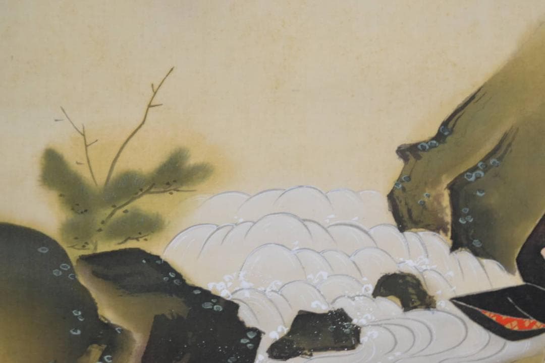 【真作】笙嵐/養老乃滝/人物図/掛軸/名家伝来/AA-867