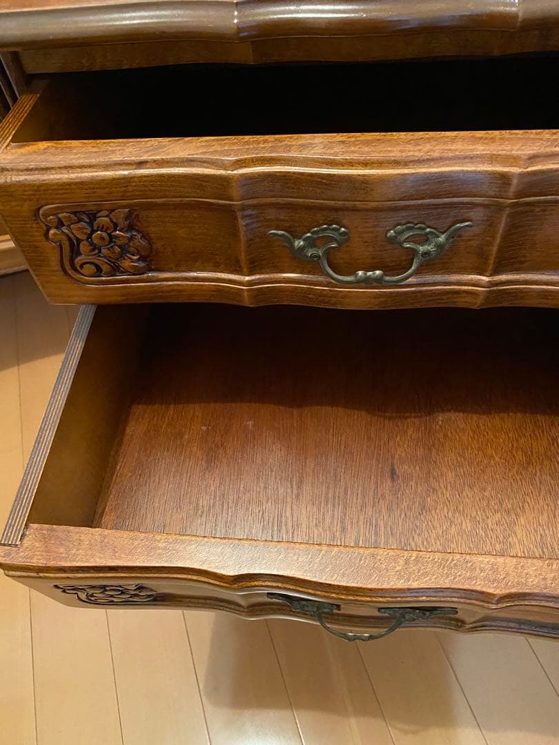 猫脚　美品　ブラウン木製キャビネット