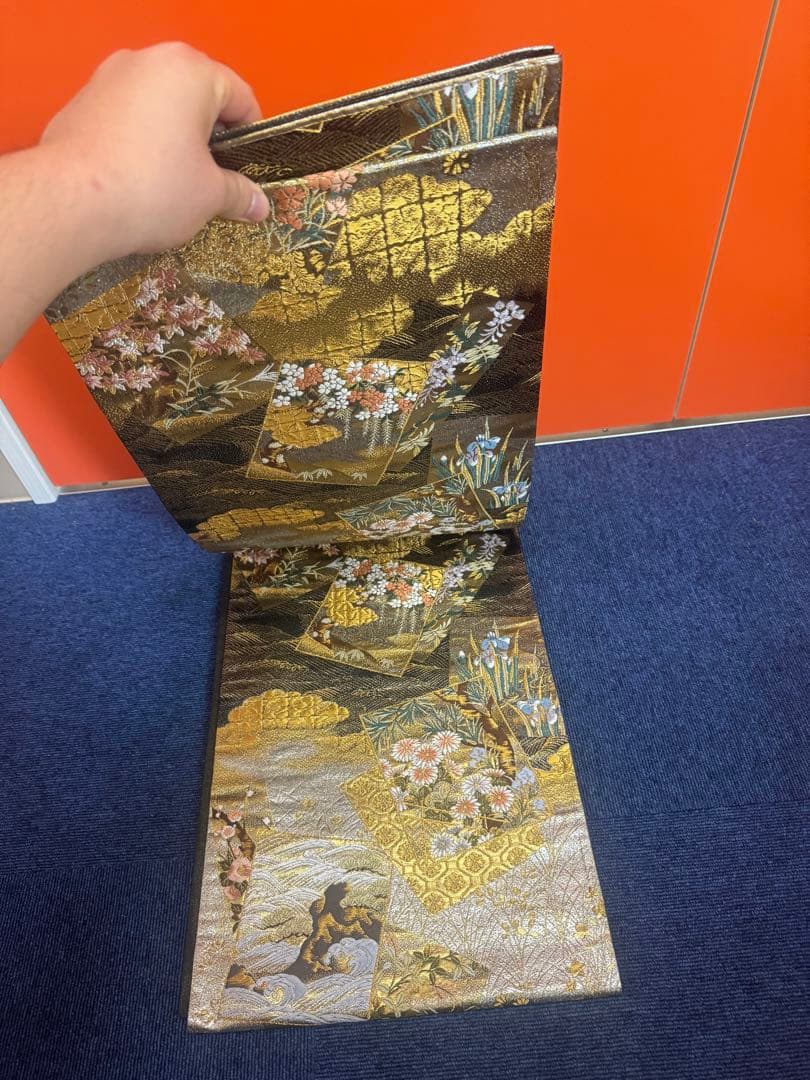 2667袋帯 古代彫金紋 西陣織 金糸　高級上質上品　約440cm 未使用