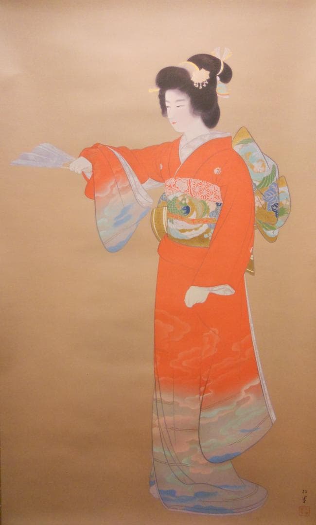 掛け軸 上村松園 『 序の舞 』 美人画 名品 複製 希少 新品