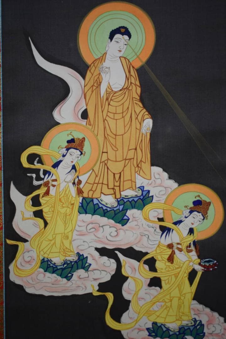 不詳/作者不詳/三尊仏図/三尊佛/布袋屋掛軸HE-838