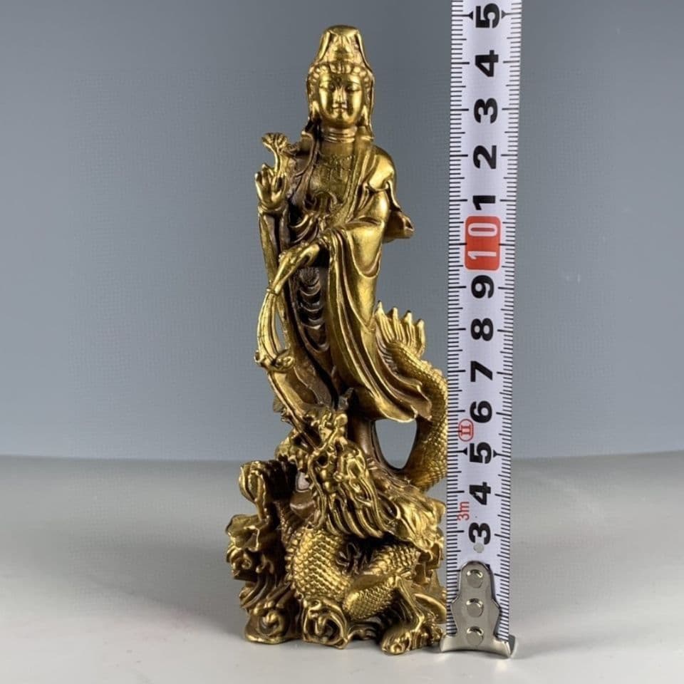 銅器 御龍観音仏像 観世音菩薩 鎮宅 辟邪 開運 風水 招財 置物 工芸品