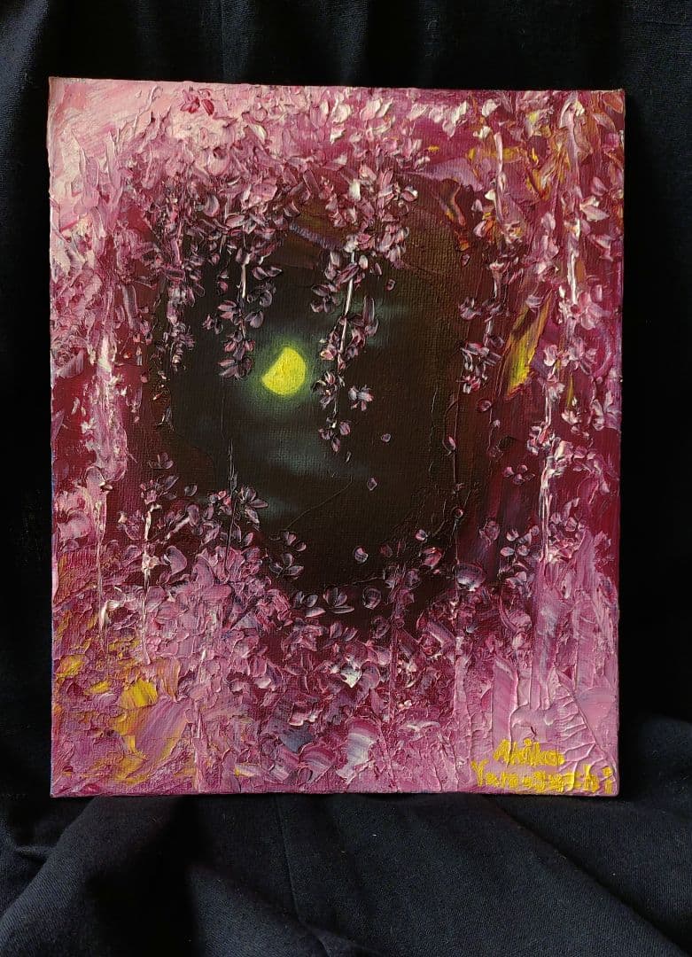【華間の月】油絵 一点物 原画販売