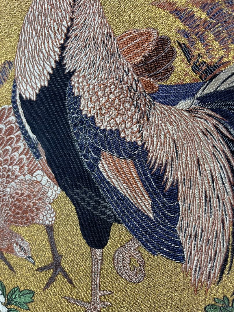 掛軸 狩野山楽「 四季花鳥図、紋織掛軸 」1000