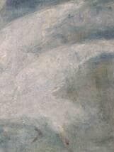 【真作】絵画　浦久保義信　油彩　青の調べに舞う白き鳥　幻想空間の飛翔　Y179