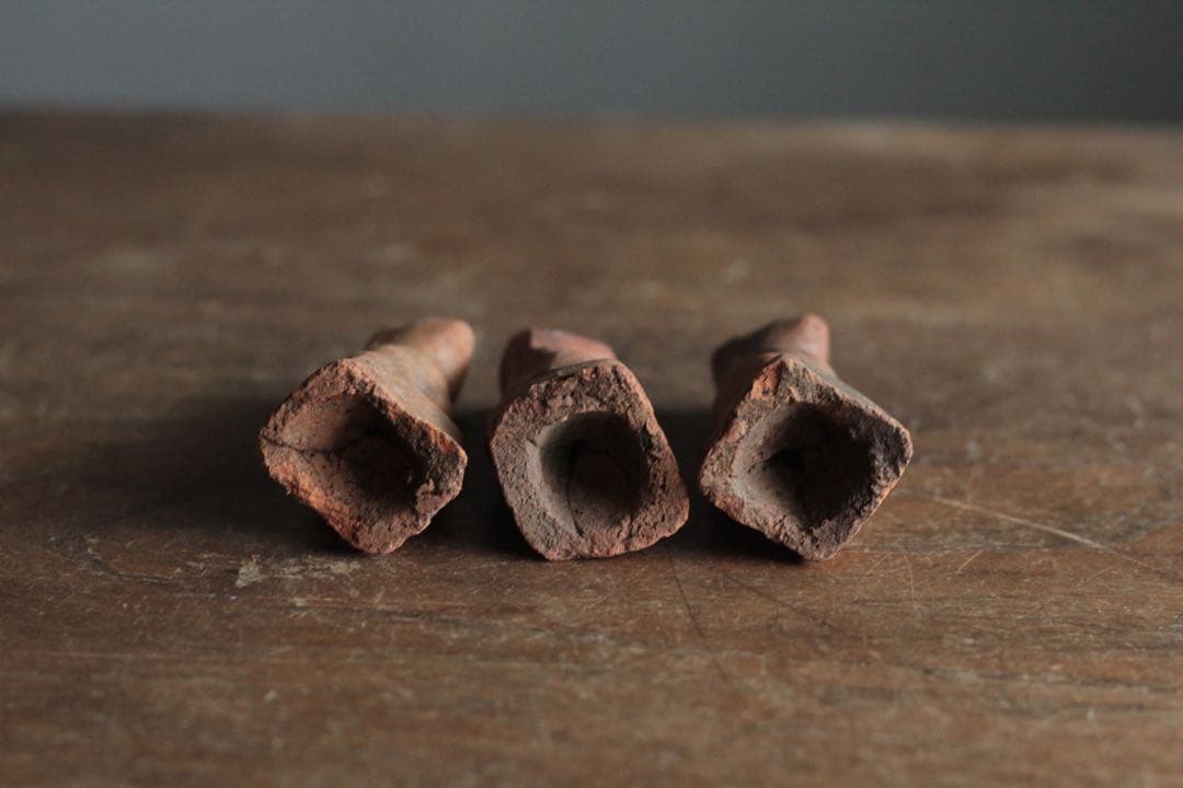 今戸焼 鉄砲狐 3体セット No.2 古美術 古道具 アンティーク オブジェ