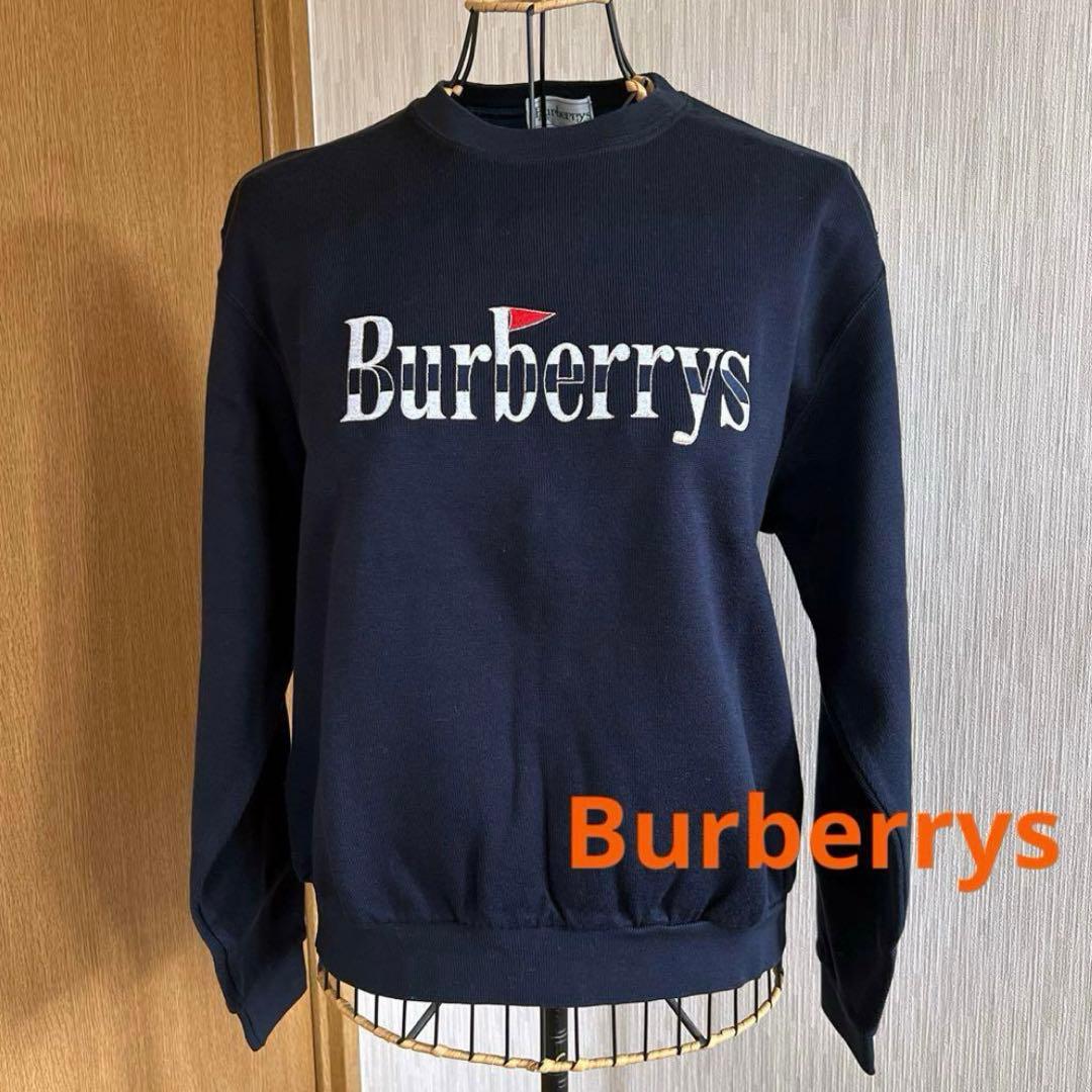 バーバリー ゴルフ トレーナー スエット ロゴ刺繍 Mサイズ ネイビー 美品