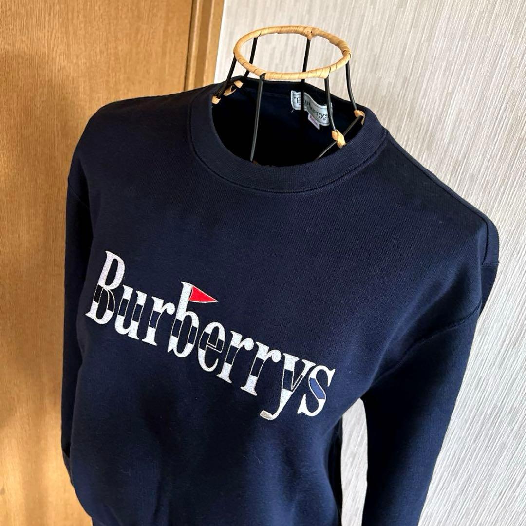 バーバリー ゴルフ トレーナー スエット ロゴ刺繍 Mサイズ ネイビー 美品