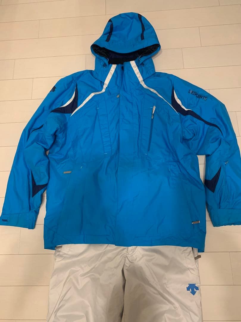 DESCENTE スキーウェア L青色・白色