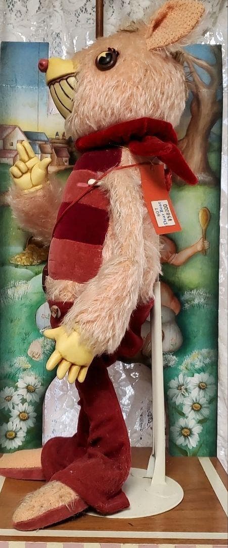 2001年制作?大塚勝俊作家ハンドメイド1点ものファニーなピンクの足長テディベア