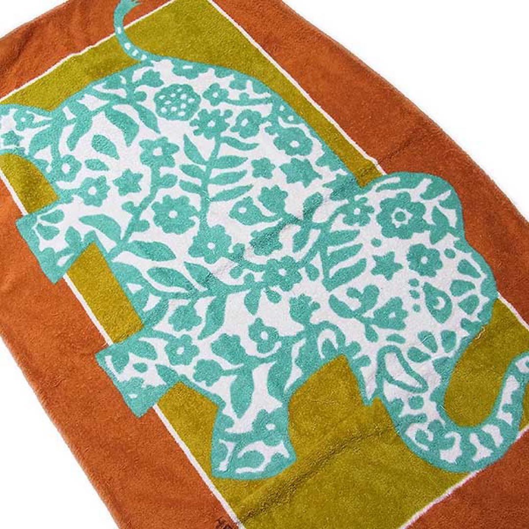 【HERMES】エレファント ビーチタオル タオルケット 大判 オレンジ