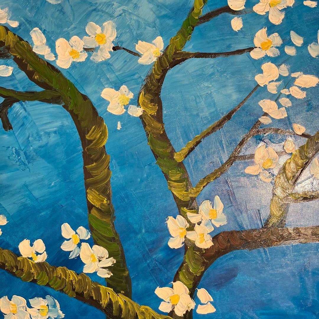 ★特大★ 手書き油絵 ゴッホ 花咲くアーモンドの枝 絵画 インテリア 油彩画