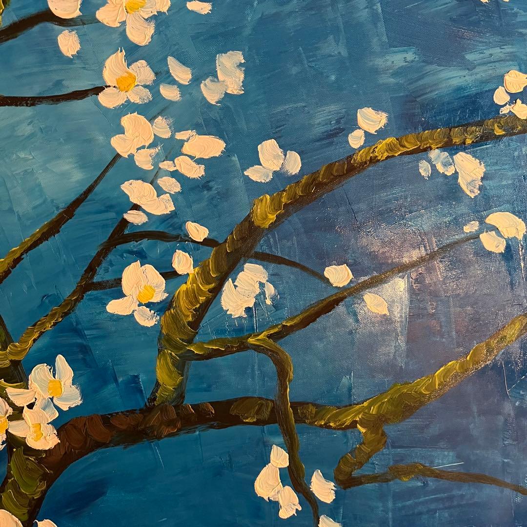 ★特大★ 手書き油絵 ゴッホ 花咲くアーモンドの枝 絵画 インテリア 油彩画