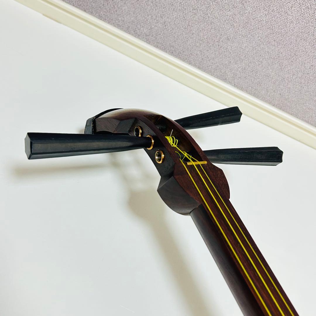 【高級 美品】三味線 中棹 紅木 プロ仕様 正寸 天然皮
