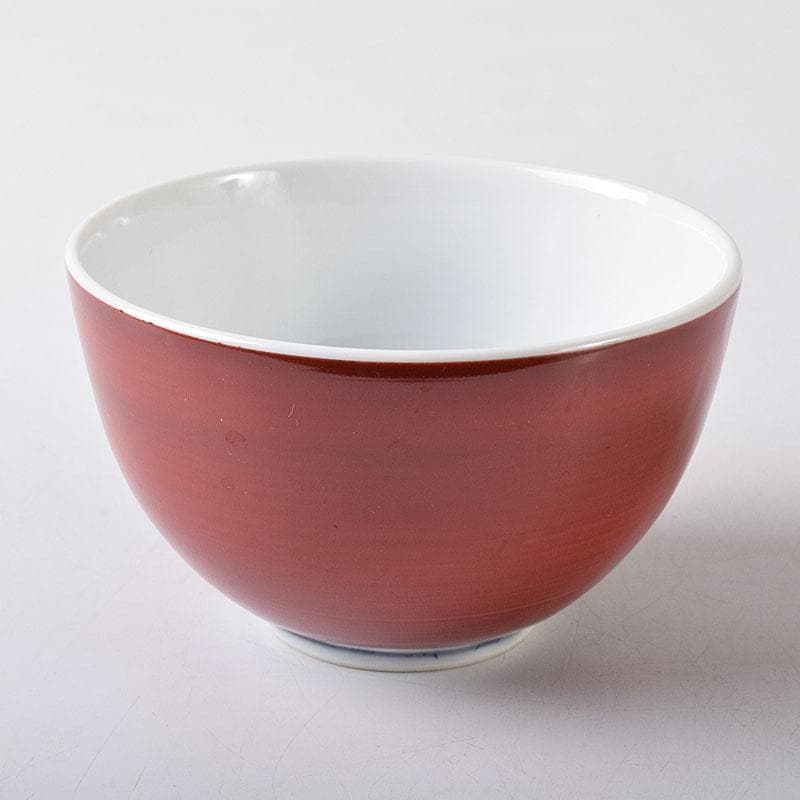 茶道具　京焼　清水焼　谷口良三作　辰砂　内達磨染付　茶碗　共箱　V　R8498