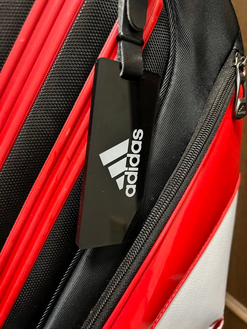 adidas キャディバッグ 黒赤 ストライプデザイン