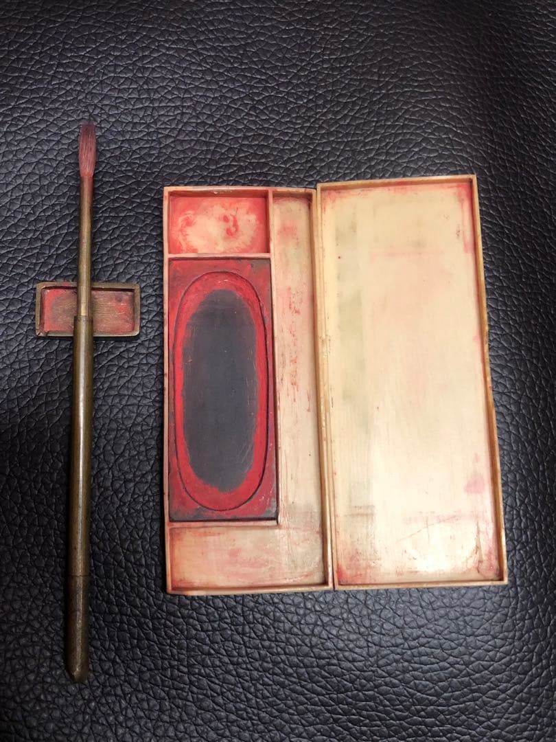 古美術 小硯　硯箱 ミニサイズ　天然素材 マンモス 象牙調　希少品