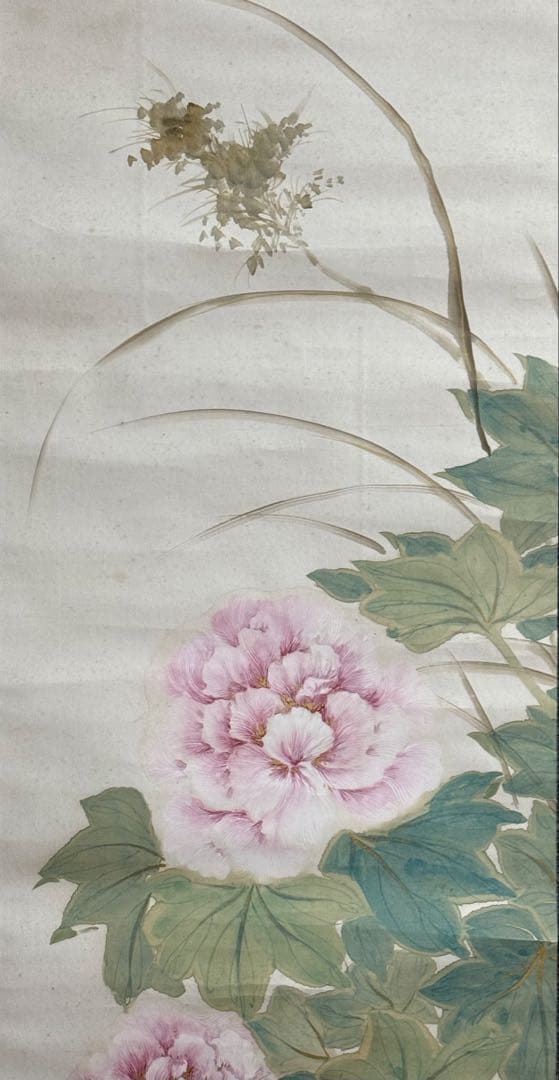 鈴木啓處筆　花鳥圖　紙本肉筆　掛軸　送料込み251029