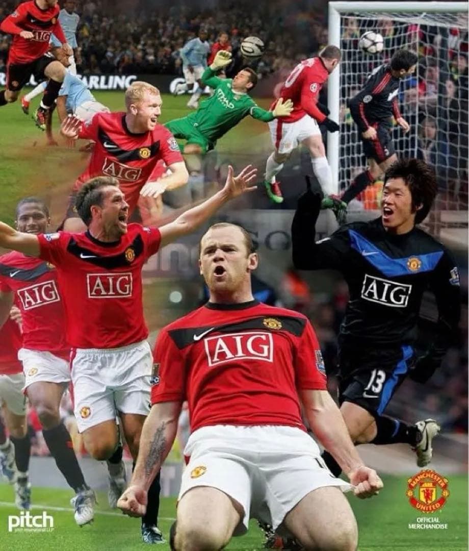 希少 マンチェスターユナイテッド 09/10 ホーム長袖 黄金期 AIG胸ロゴ