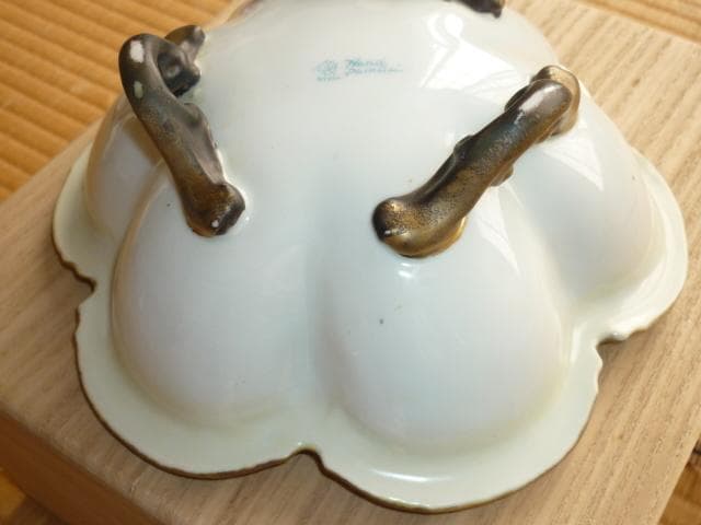 極希少 美品 明治33年◆オールドノリタケ 金盛りジュール盛薔薇装飾三つ脚 大鉢