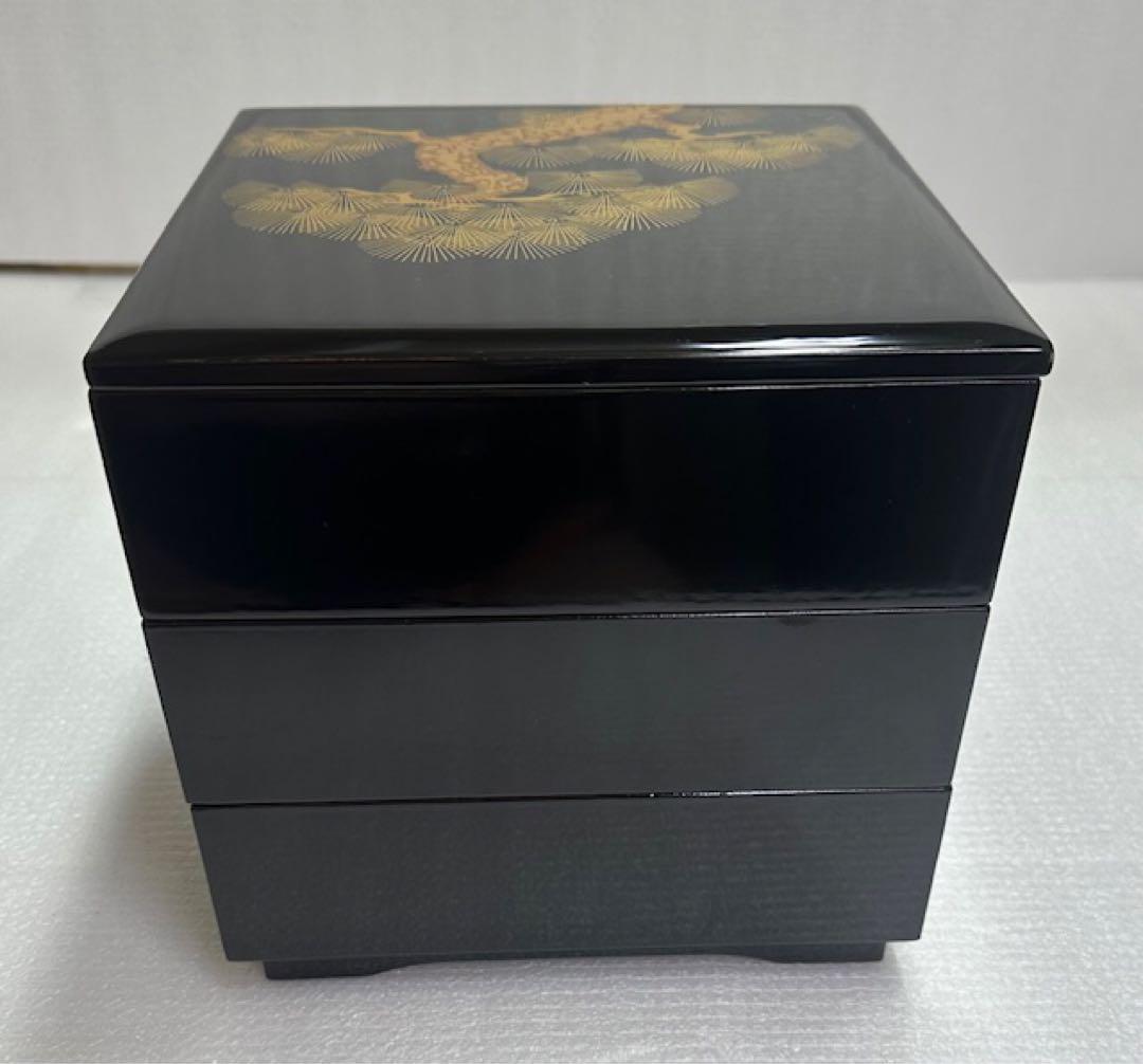 重箱2 輪島漆器/木製漆器/金色松模様/三段重箱