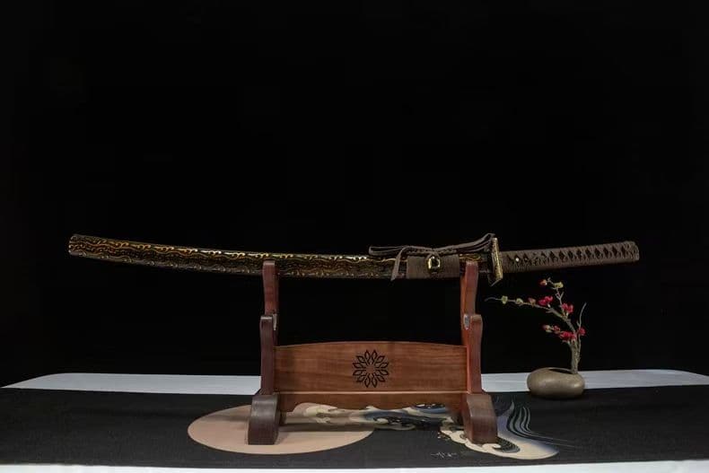 遊郭打刀 方形刀鍔 50 鋼刃 実木彫刻鞘全長 102cm 刃幅3.2cm日本刀