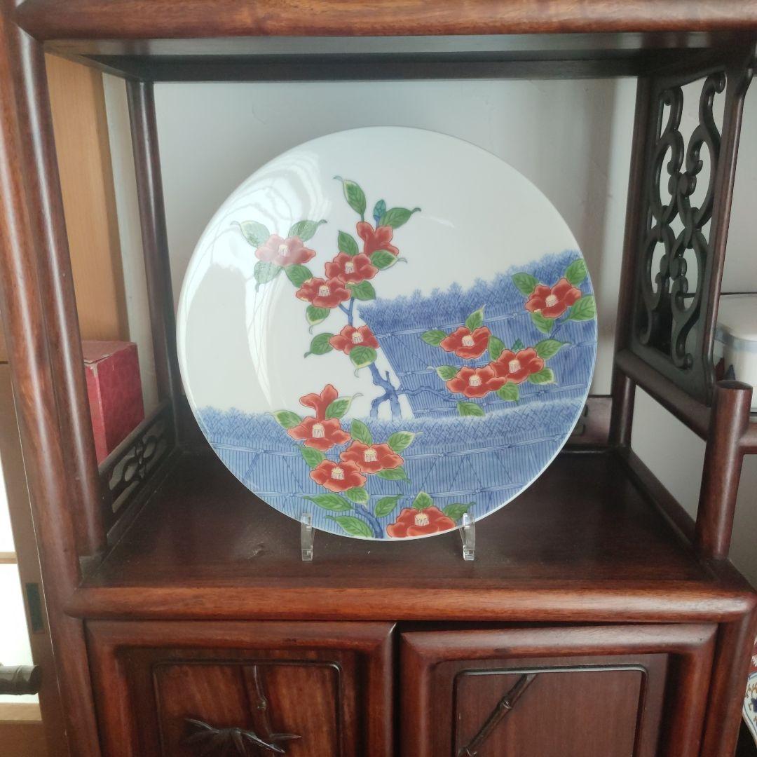 ■1月31日終了■新年特価♥13代 今泉今右衛門 色鍋島柴垣椿絵額皿