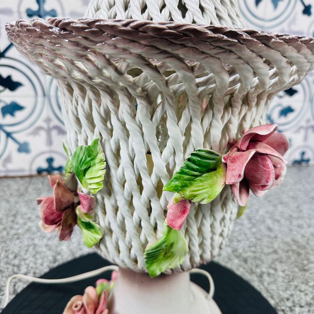 【希少】イタリア　アールヌーヴォー アンティークランプ　陶器 エンジェル 天使