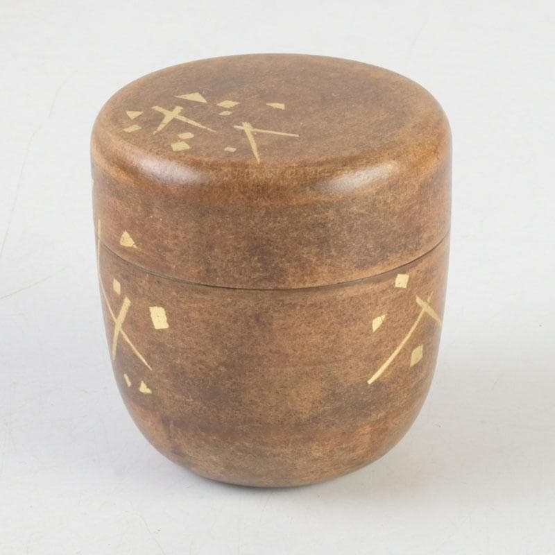 茶道具　蒔絵師　中林貴山作　金箔散　和紙貼　中棗　共箱　V　9764