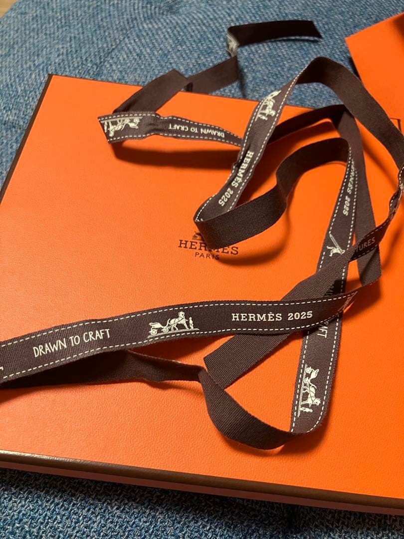 HERMES コットン タオルハンカチ 馬デザイン