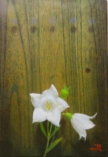 黄學萬 真作 Hwang-Hakman 百合 韓国 油絵 油彩 額 絵画 花