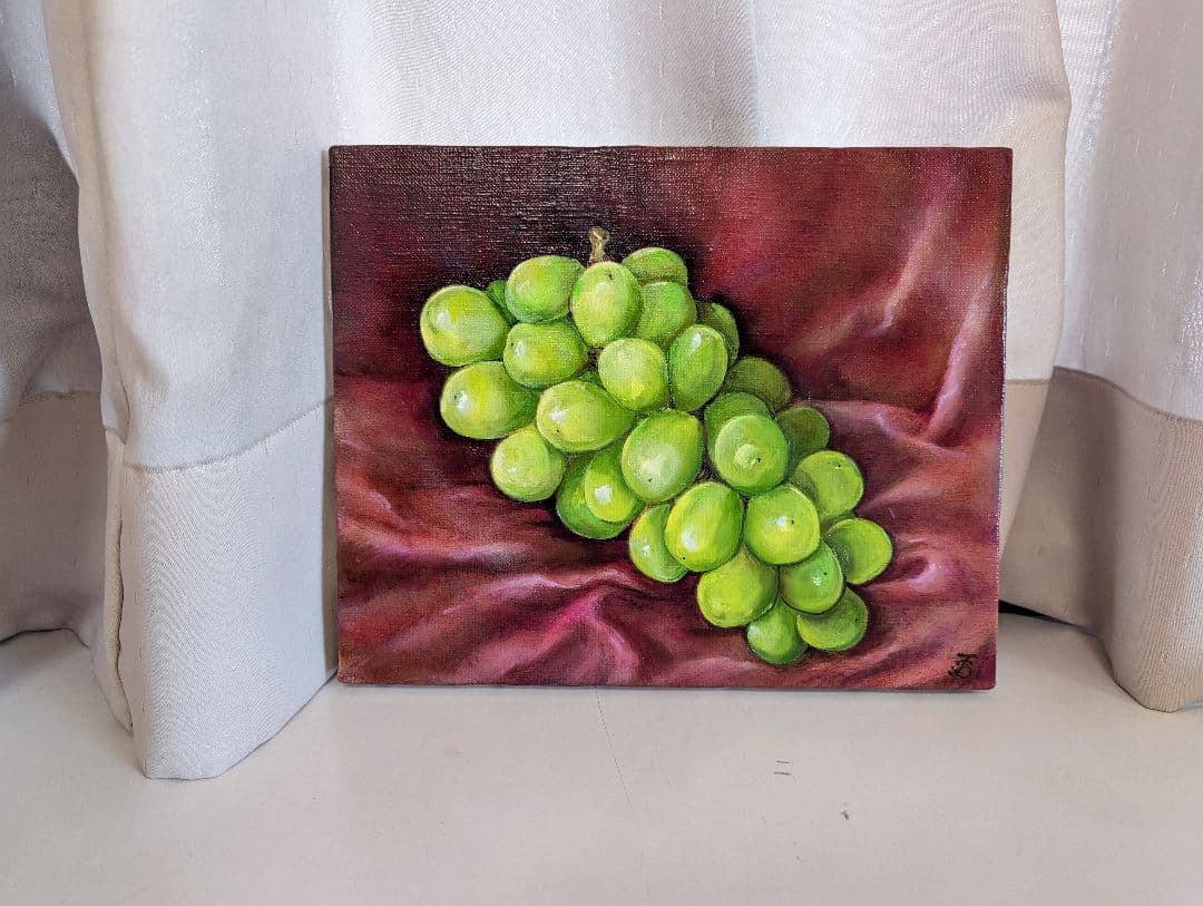 painterTMK作品 シャインマスカット　油絵　静物画　絵画　果物絵画