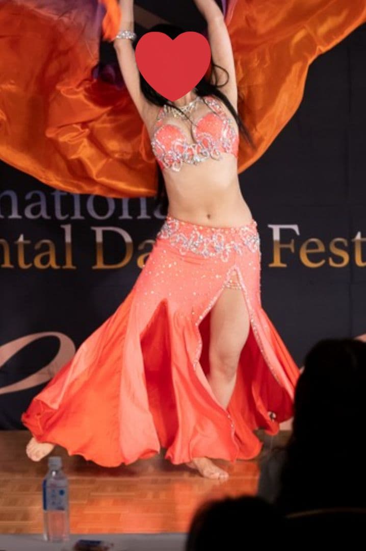 ベリーダンス 衣装 セットアップ オレンジ マーメイドスカート