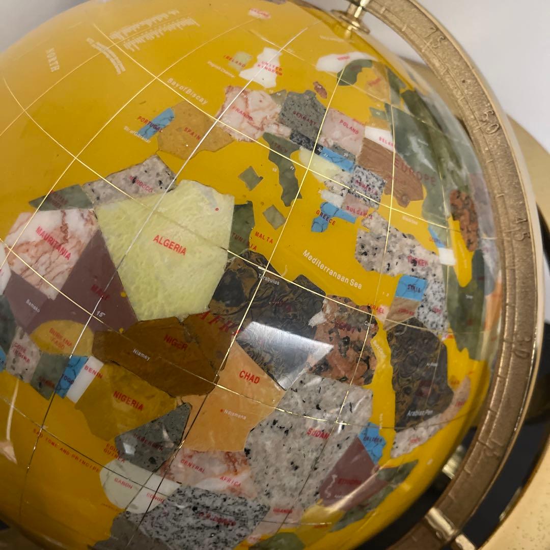 天然石アンティーク地球儀 黄色 サイズ