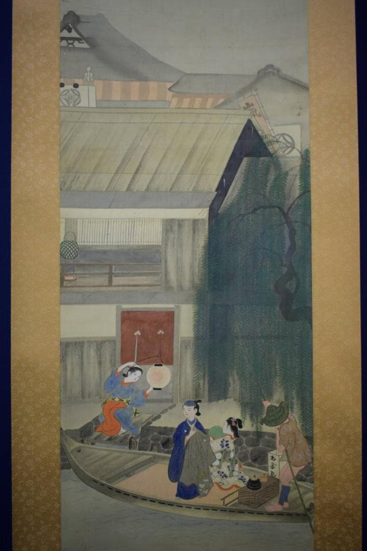 不詳/作者不詳/美人舟遊び図/布袋屋掛軸HI-123