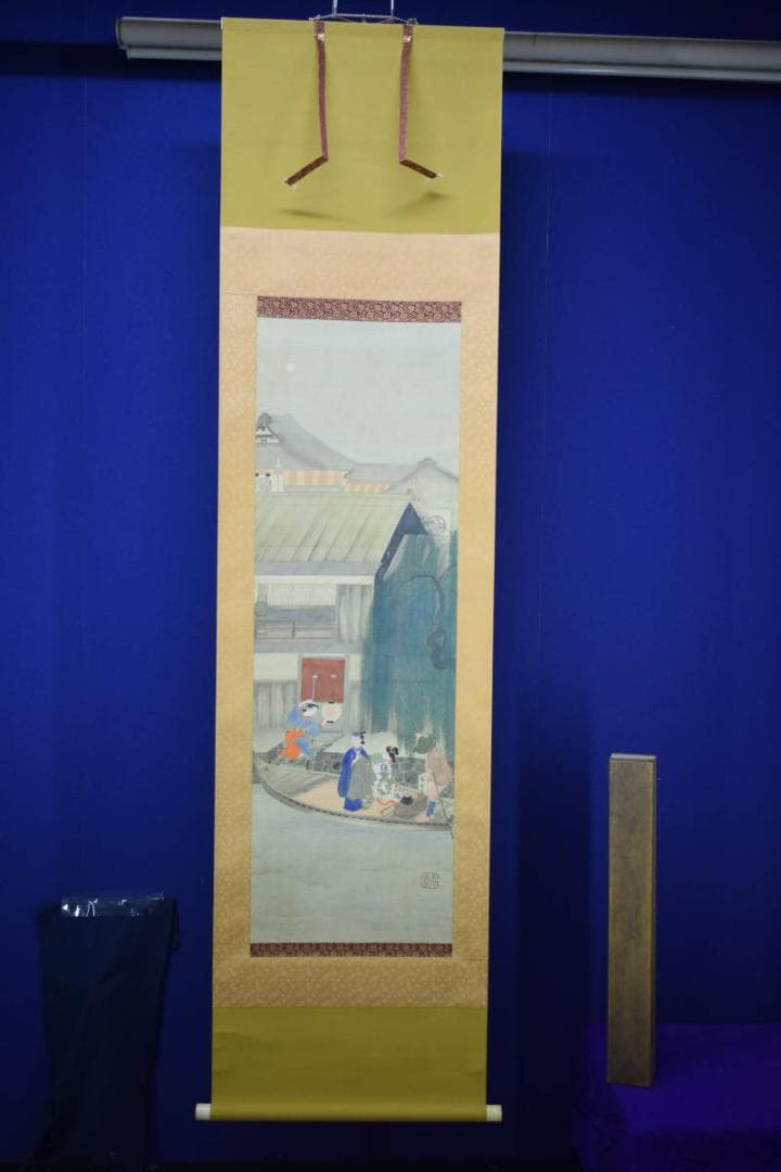 不詳/作者不詳/美人舟遊び図/布袋屋掛軸HI-123