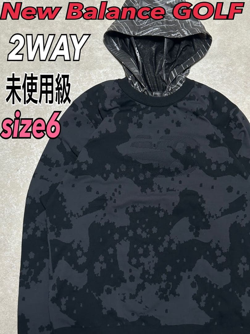 未使用級 ニューバランスゴルフ カモフラ柄 ストレッチ ニット サイズ6