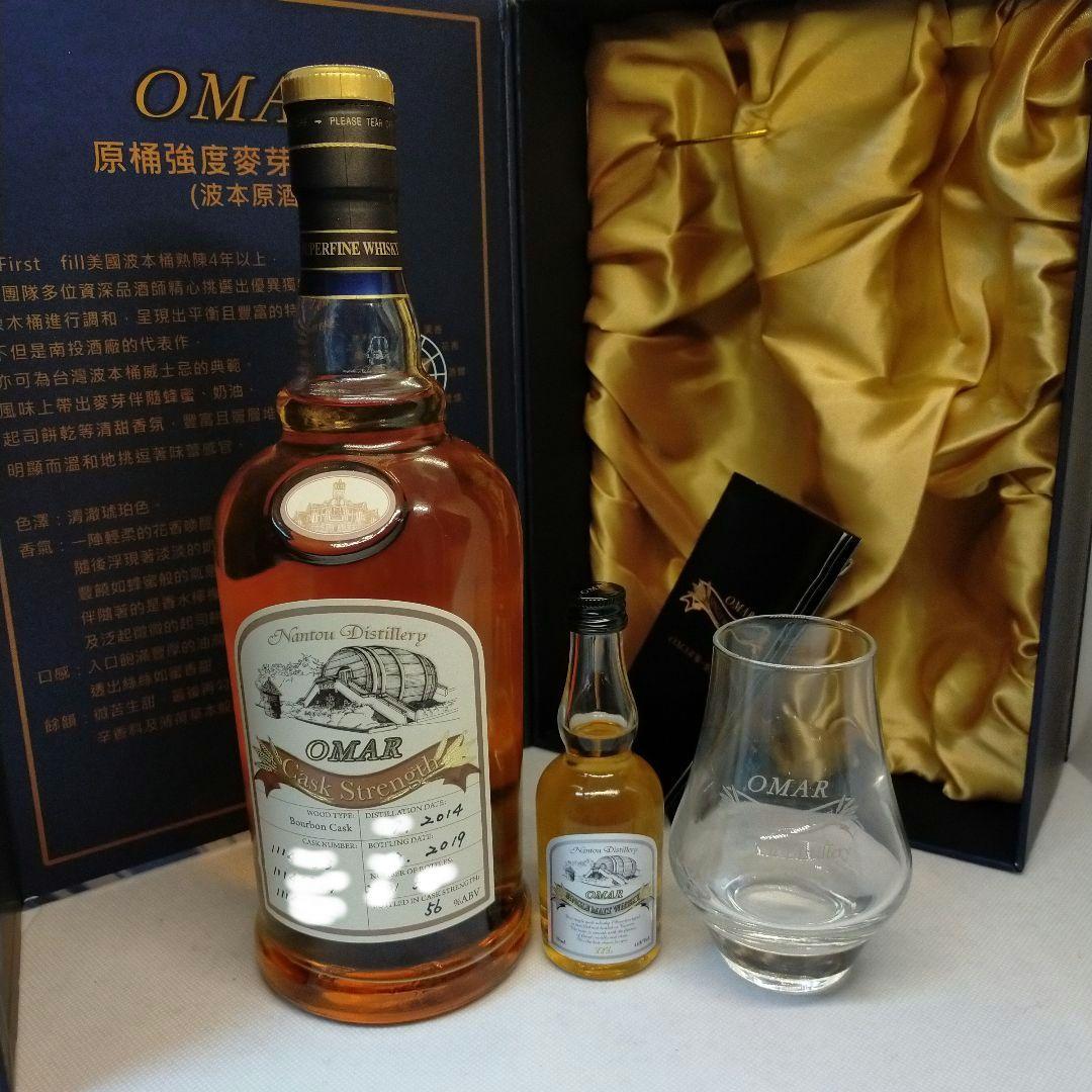 未開栓　オマー　 カスクストレングス　 バーボンタイプ　ミニボトル　グラス付