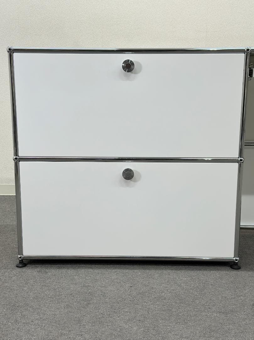 正規品■USMハラー■1列2段キャビネット＆デスク 　キーボードスライダー付　白