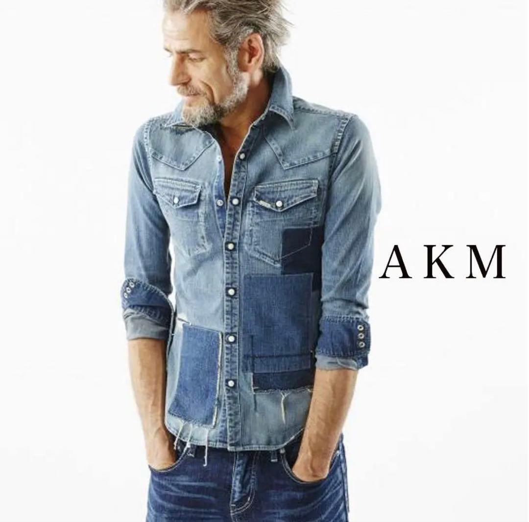 B’z稲葉浩志さん着用 AKMパッチワークウェスタン ストレッチデニムシャツ