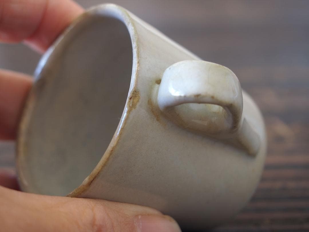 白釉薬 小さなコーヒーカップ マニセスカップスペイン古陶 古道具 工藝/K412