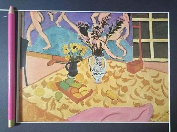 マティス・アンリ、果物と花と「ダンス」の絵、版上サイン、新品額・額装付き